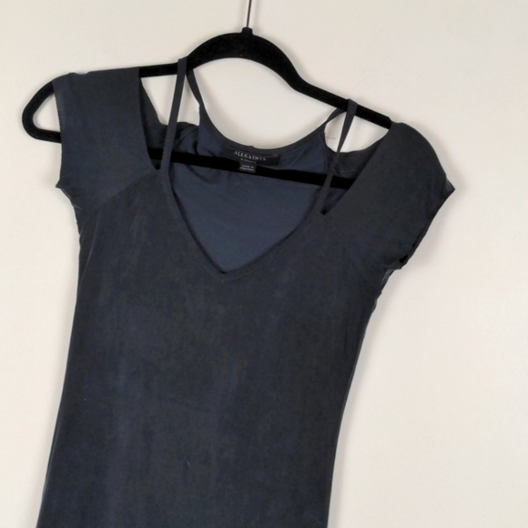 ALL Saints 100% Silk Black Mini Dress XS - Picture 4 of 14